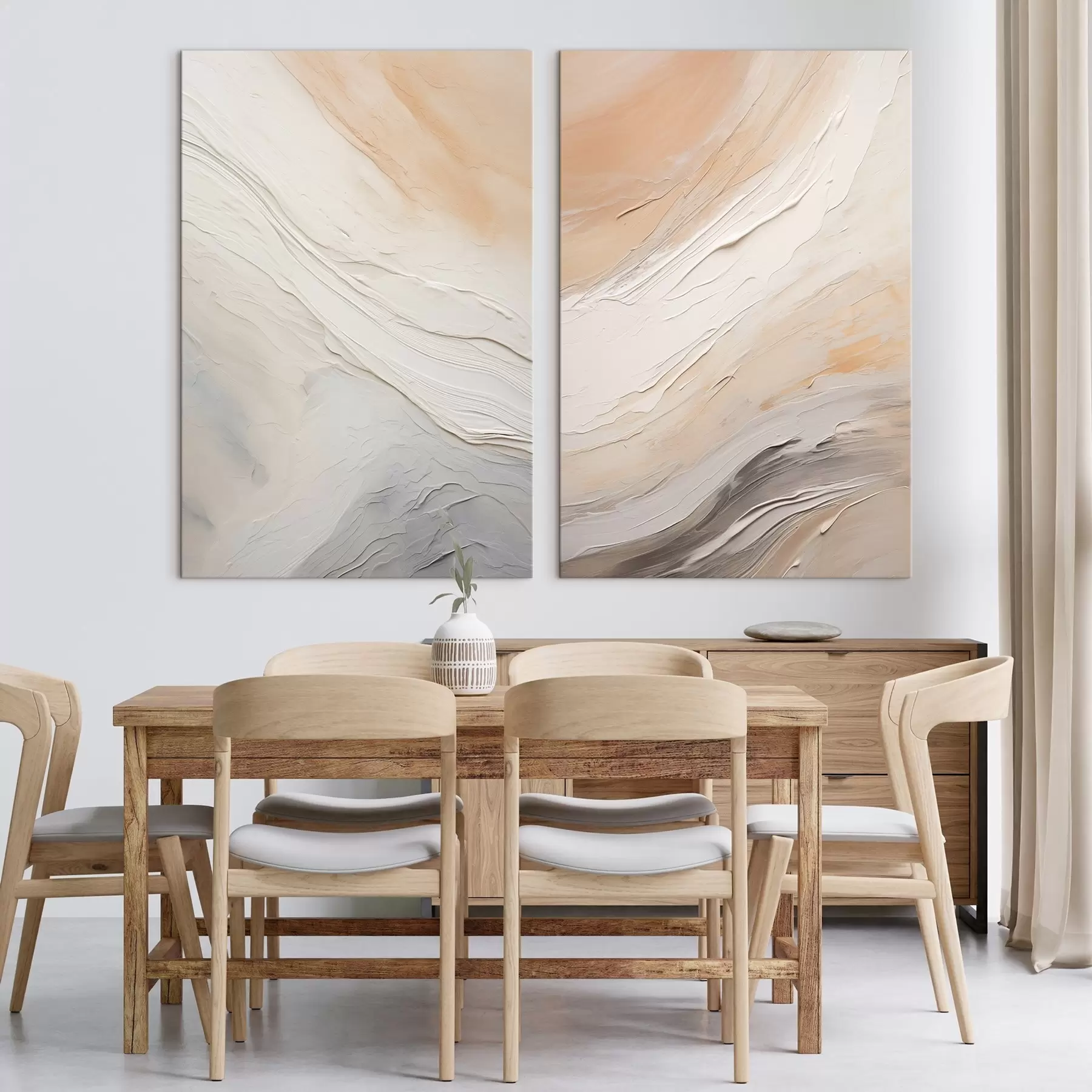 wall murals Neutral plaster textures with flowing relief layers m00971