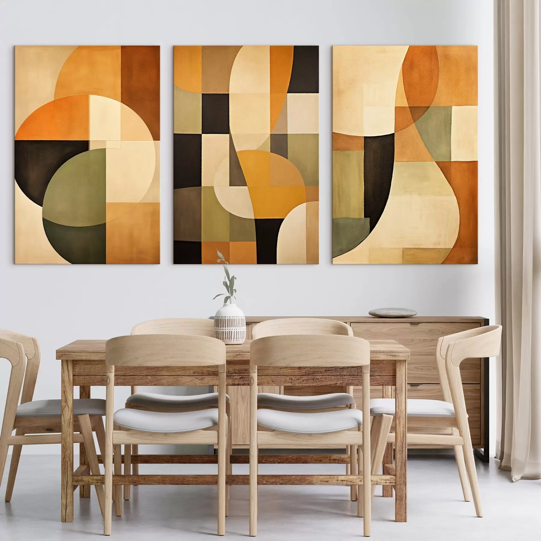 murales Bloques geométricos suaves en beige, terracota y salvia m00975