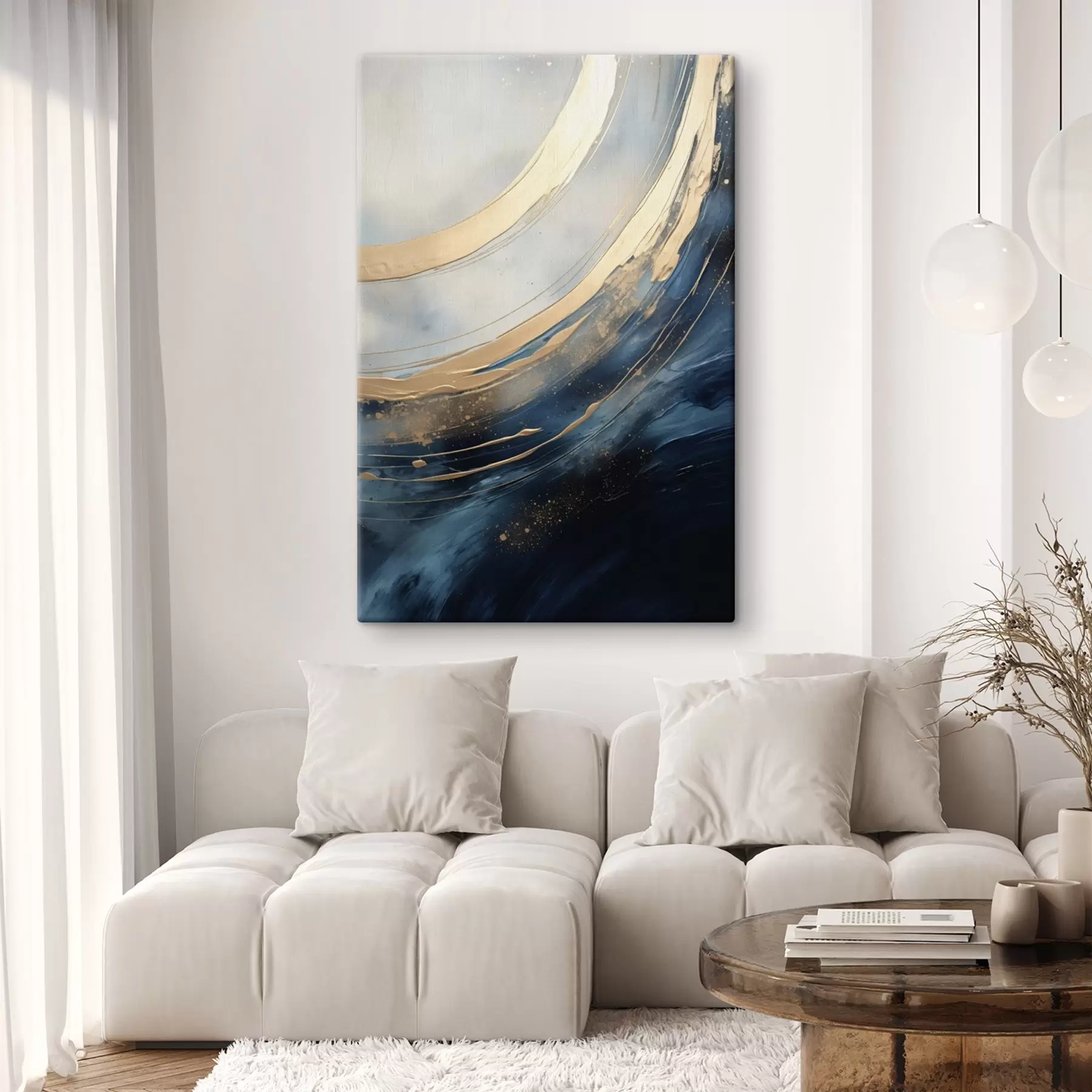 wall murals Broad luminous arcs on deep blue field s46487