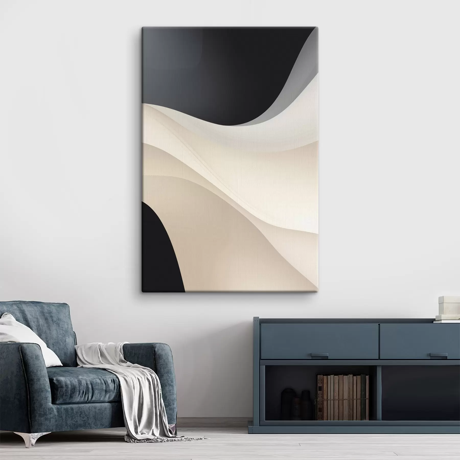 wall murals Layered flowing curves in black, cream and taupe s46492