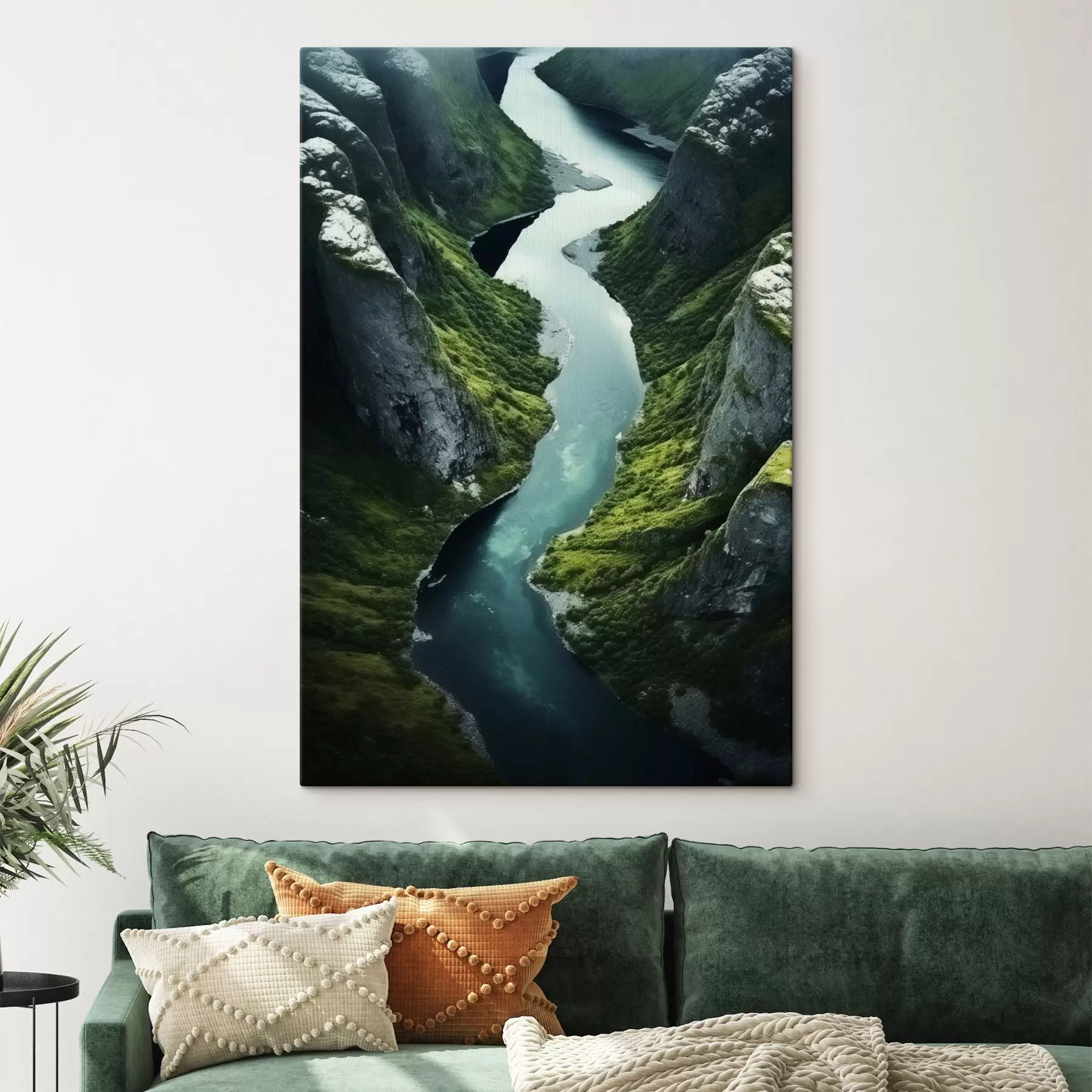 wall murals Meandering river between cliffs, aerial view s46521