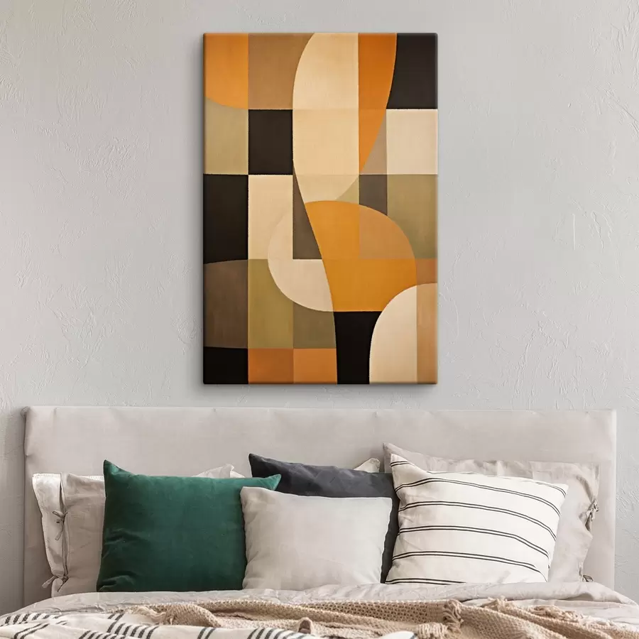 murales Mosaico de rectángulos con un suave arco naranja s46534