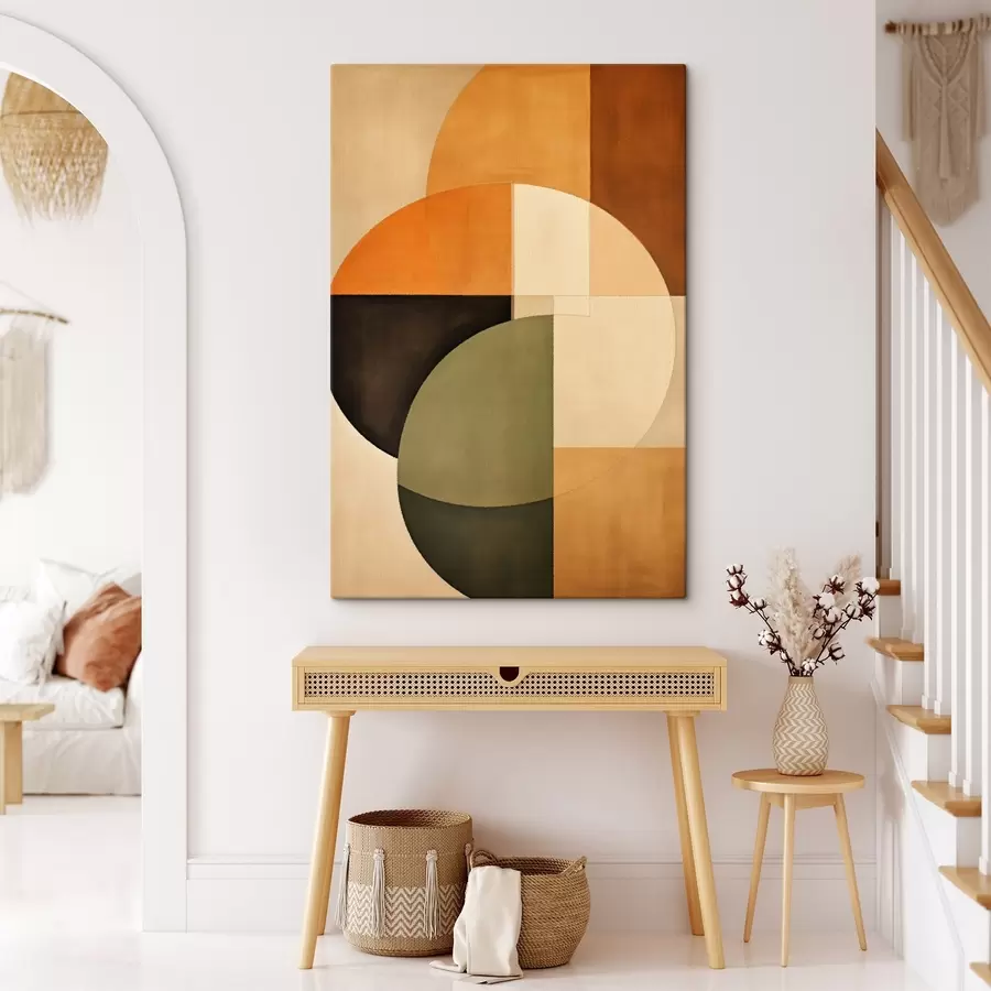 murales Círculos entrecruzados en una paleta de colores arena y oliva s46537