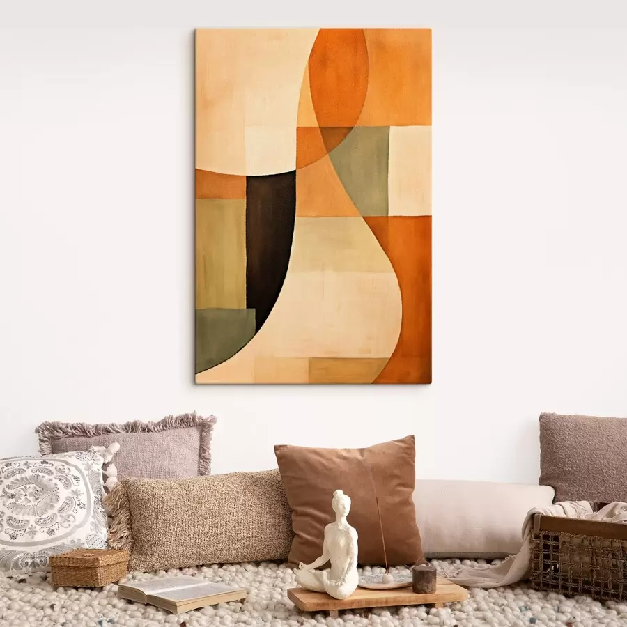 wall murals Soft geometric fields in a warm natural palette s46538