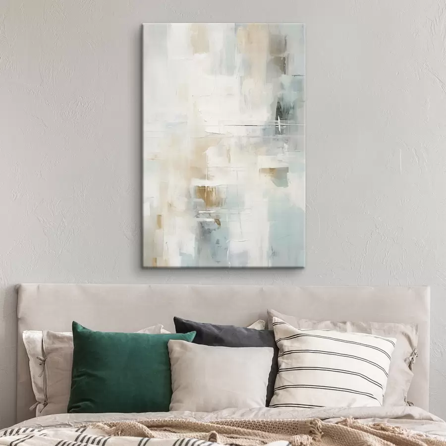 murales Trazos aireados de azul y beige sobre blanco s46547