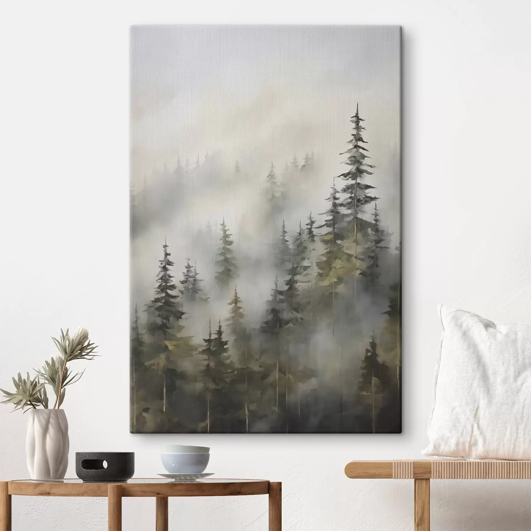 wall murals Forest in the fog imitation of painting s46671