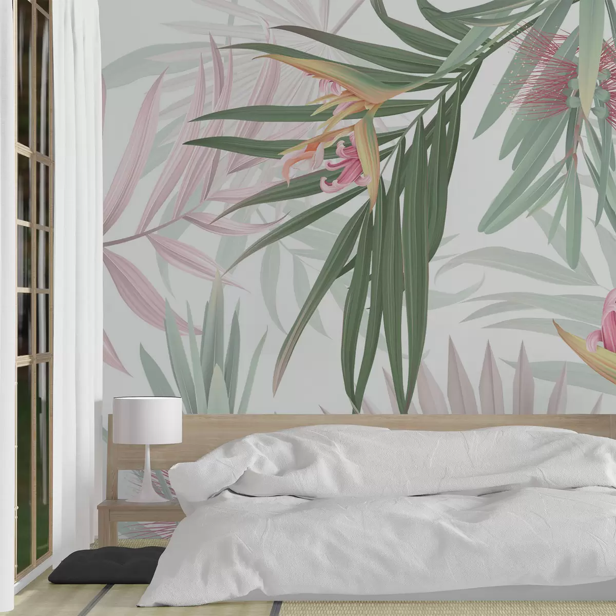 wall murals Strelitzia in palm foliage w04896v2