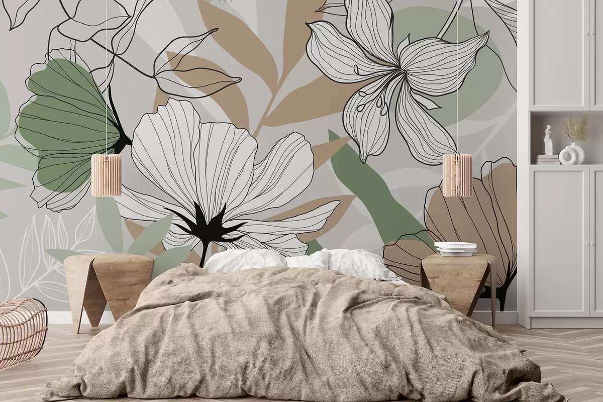 Wall Mural Photo Wallpaper Abstract plants and flowers w04898v2