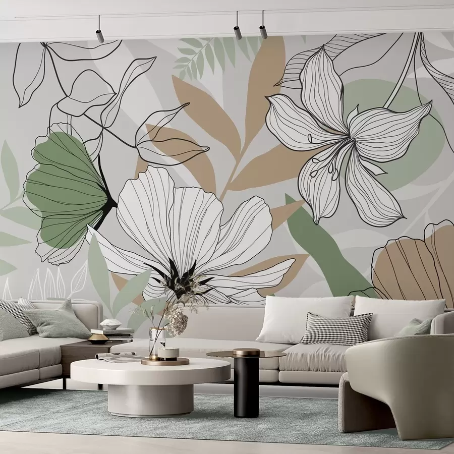 wall murals Abstract plants and flowers w04898v2