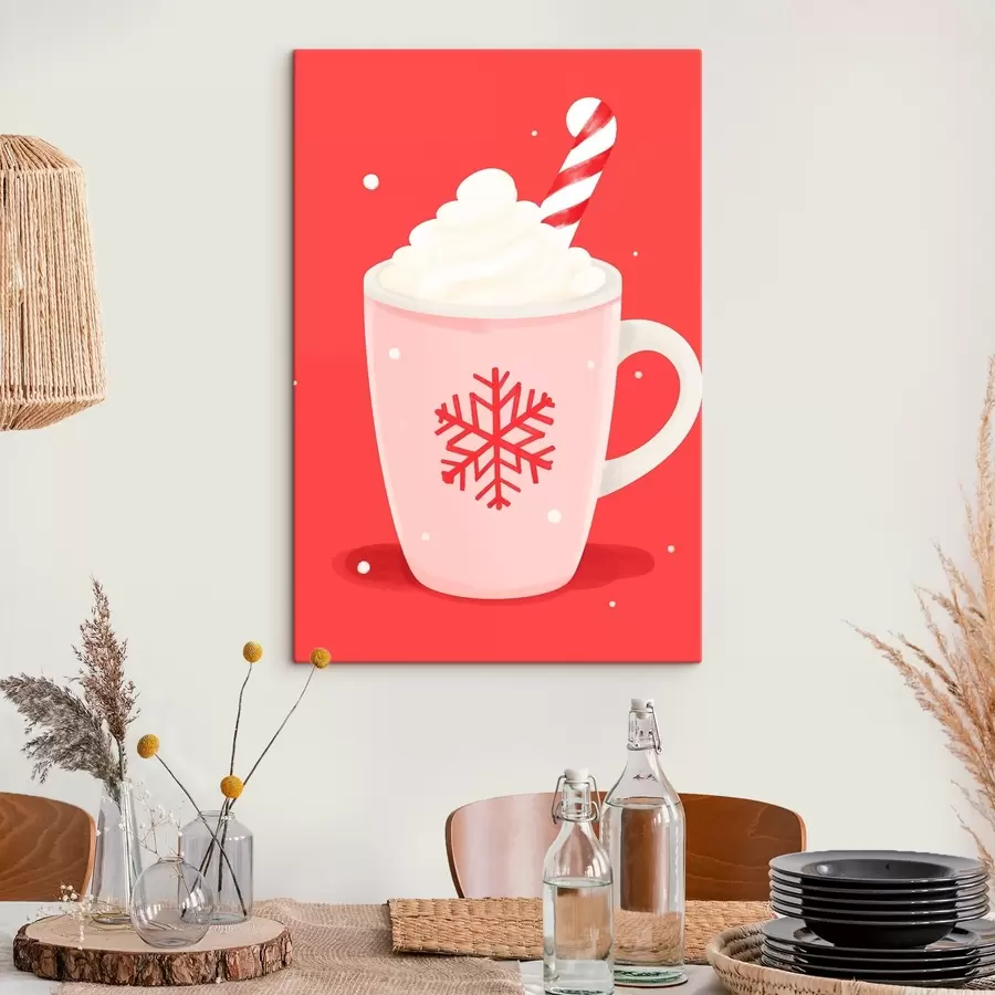 wall murals Christmas cocoa with cream and candy cane s46625