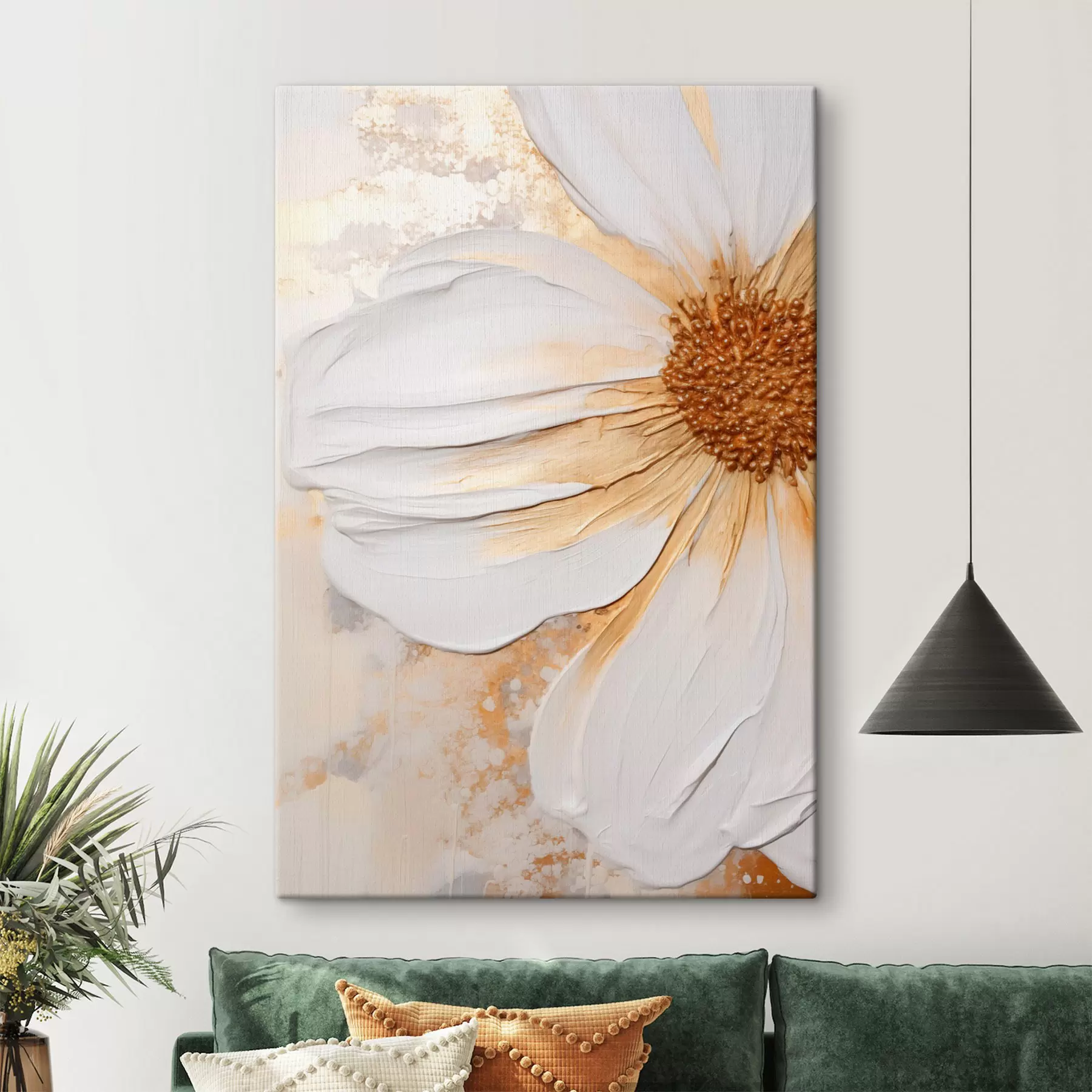 murales Una flor blanca con pétalos delicados, fondo abstracto con textura, elegante, arte decorativo s46692