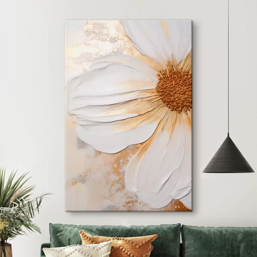 wall murals A white flower with delicate petals, textured abstract background, elegant, decorative art s46692