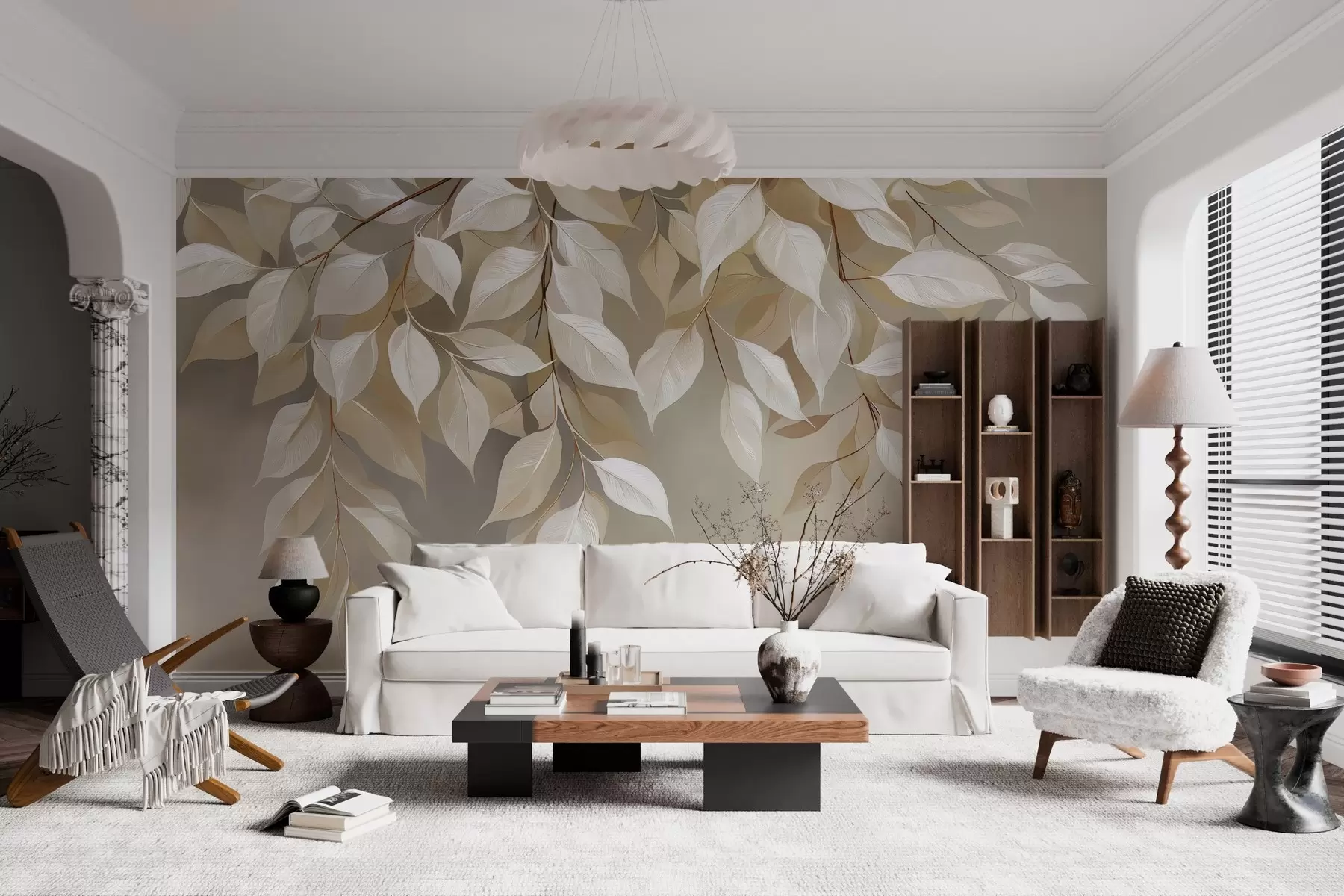 peintures murales Une branche de cerfeuil avec ses feuilles w04899