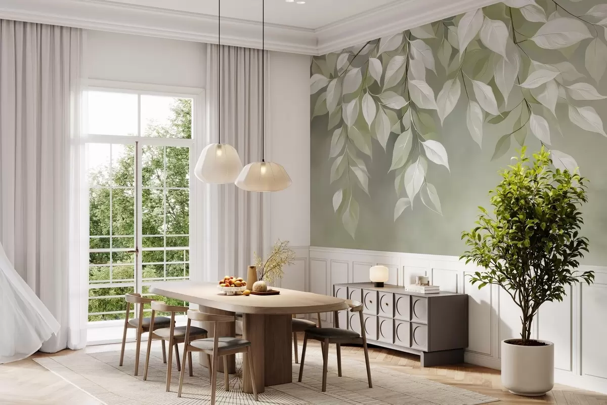 Wall Mural Photo Wallpaper A branch of chervil with leaves w04899v2