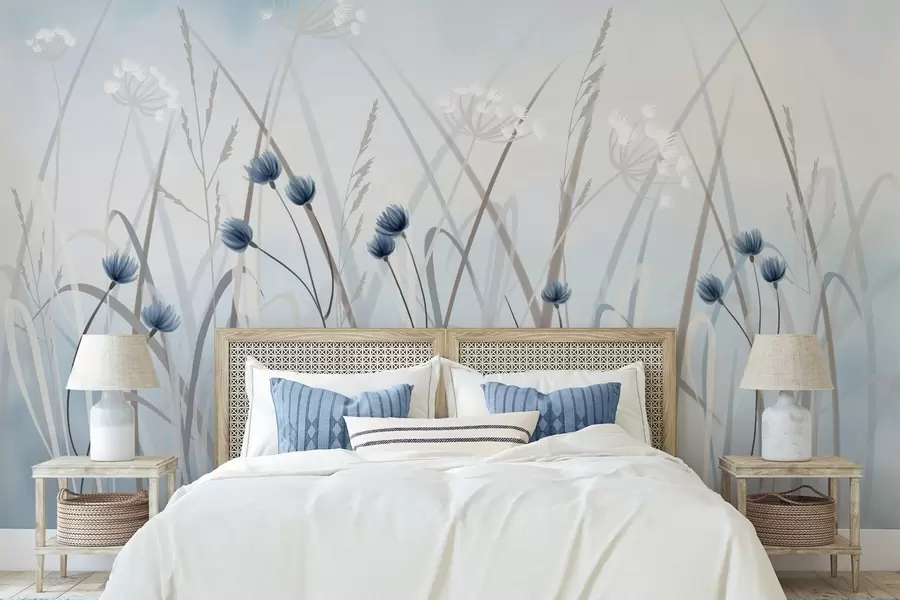 Wall Mural Photo Wallpaper Painted grass and flowers w04900