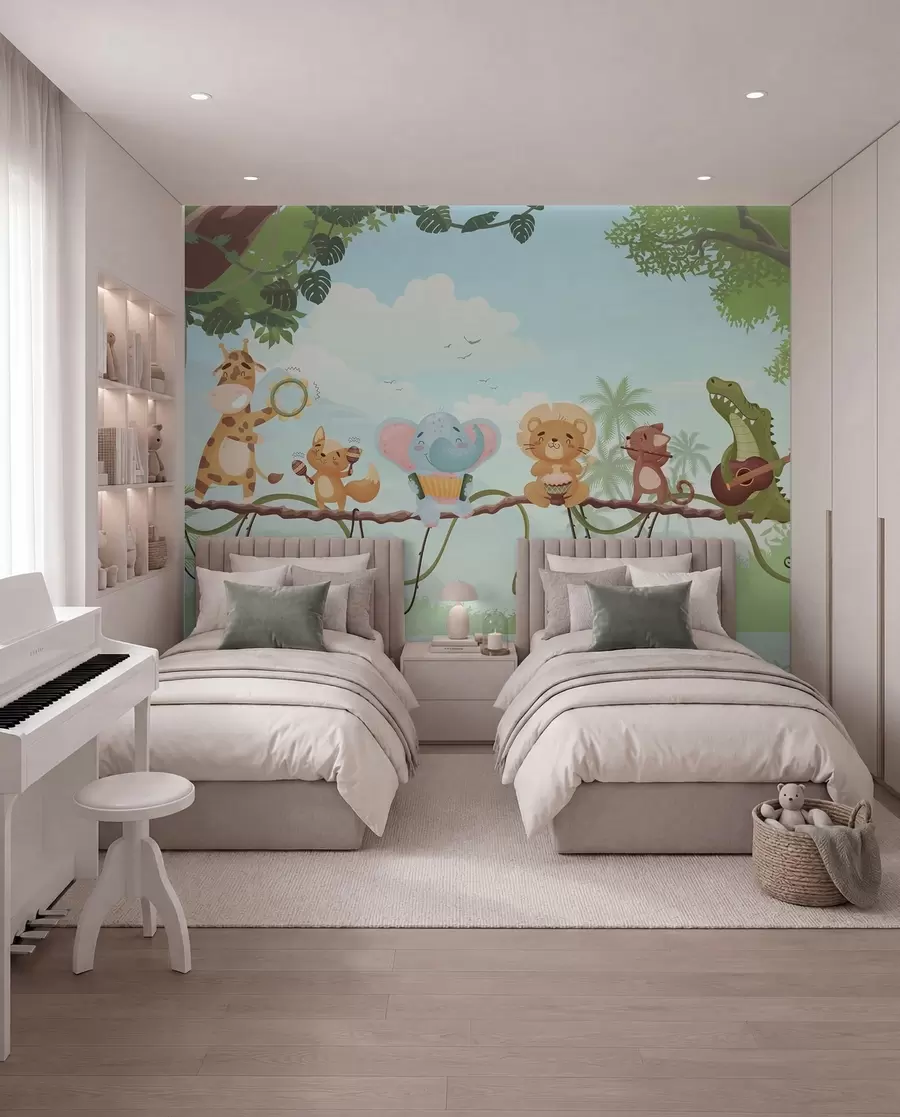 Wall Mural Photo Wallpaper Jungle Band in Blue w04505