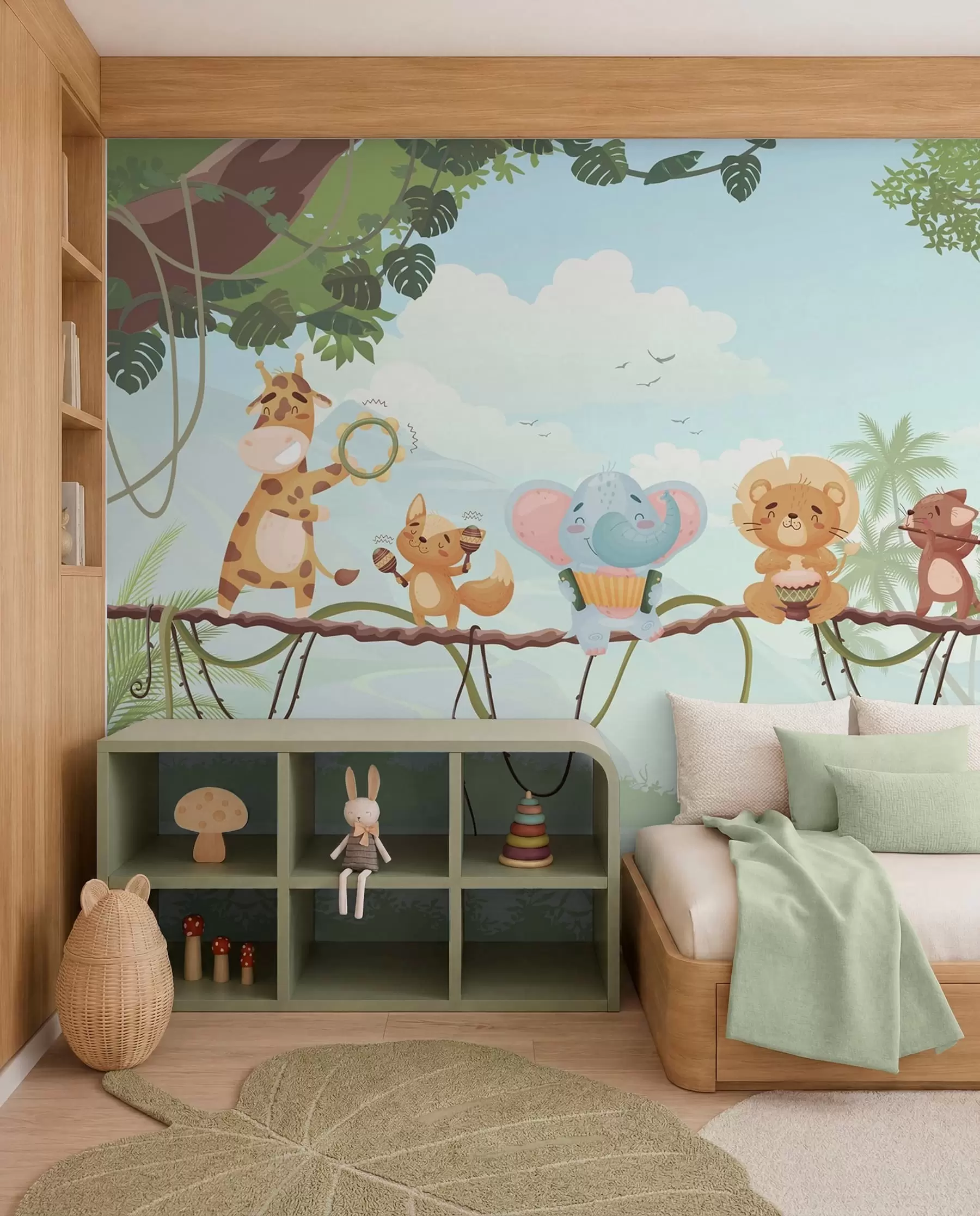 Wall Mural Photo Wallpaper Jungle Band in Blue w04505