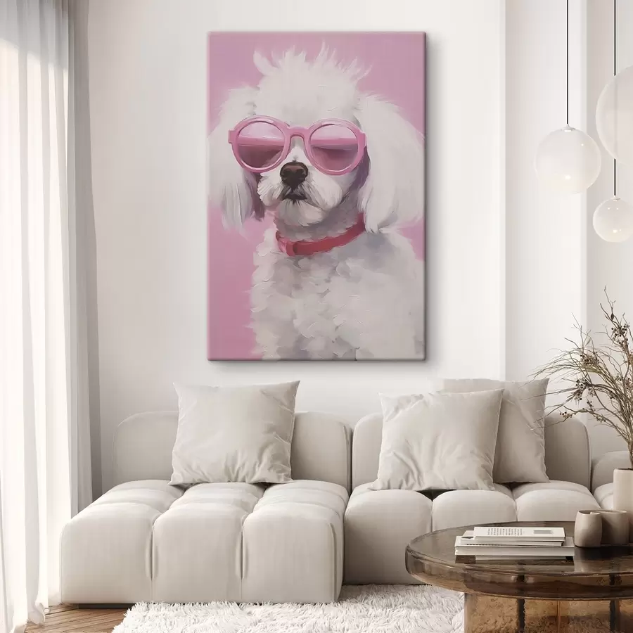 murales Un perro pequeño con gafas es una imitación de la pintura s46722