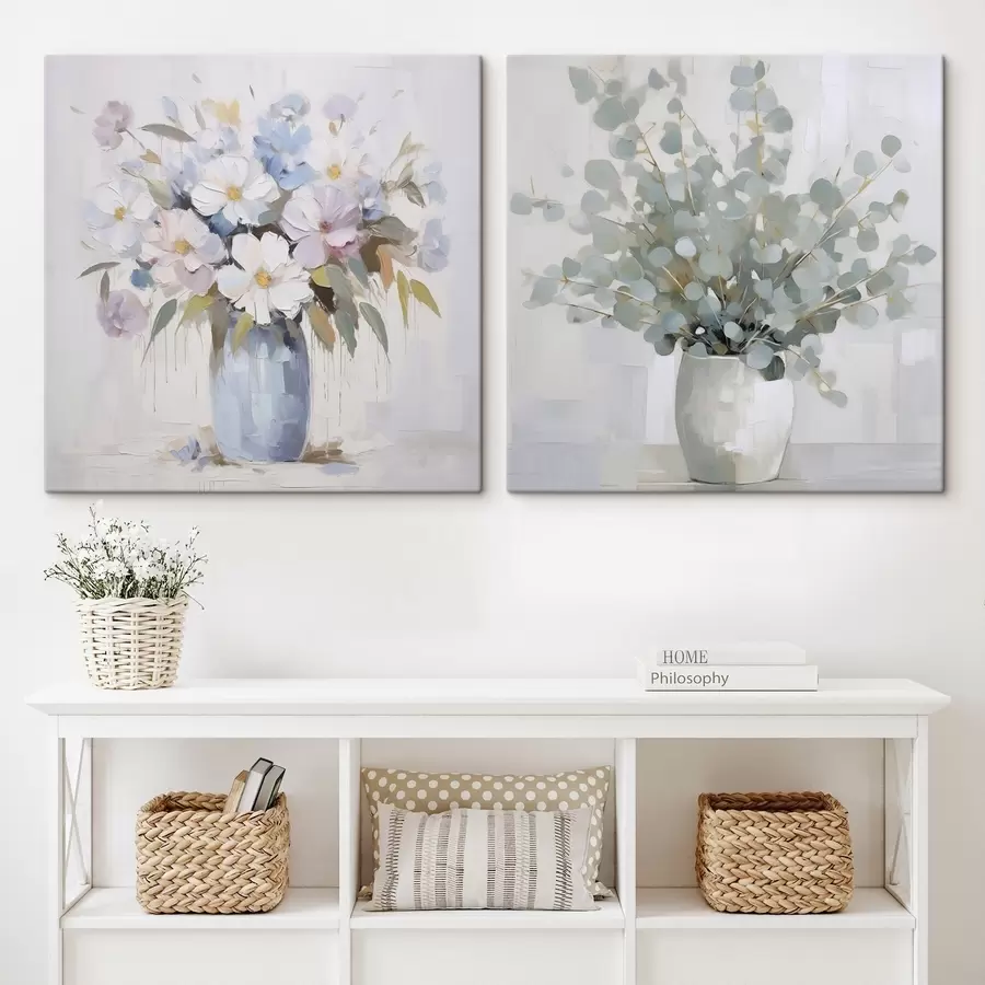 wall murals Flowers and eucalyptus imitation painting m01017