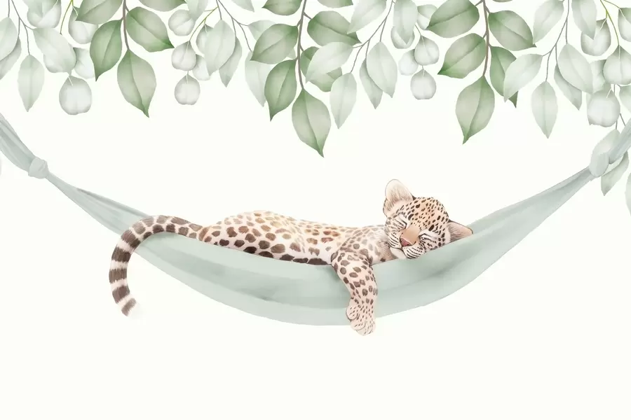 Wall Mural Photo Wallpaper Leopard sleeping in a hammock w04881