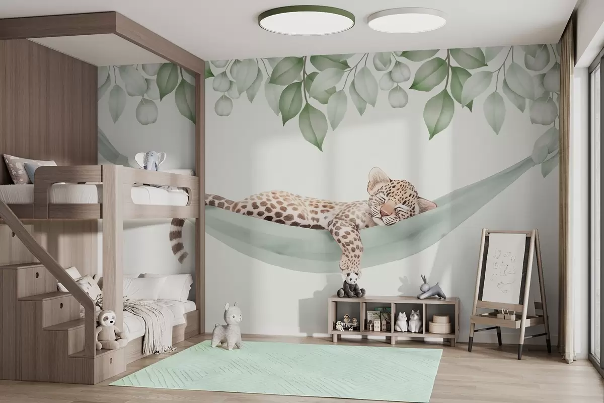 Wall Mural Photo Wallpaper Leopard sleeping in a hammock w04881