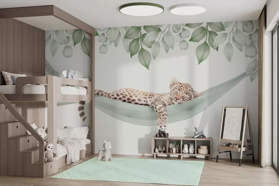 Wall Mural Photo Wallpaper Leopard sleeping in a hammock w04881
