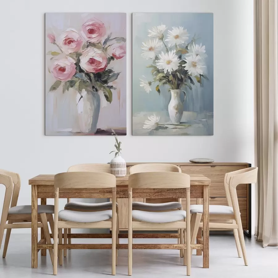 murales Flores en un jarrón, pintura de imitación m01027