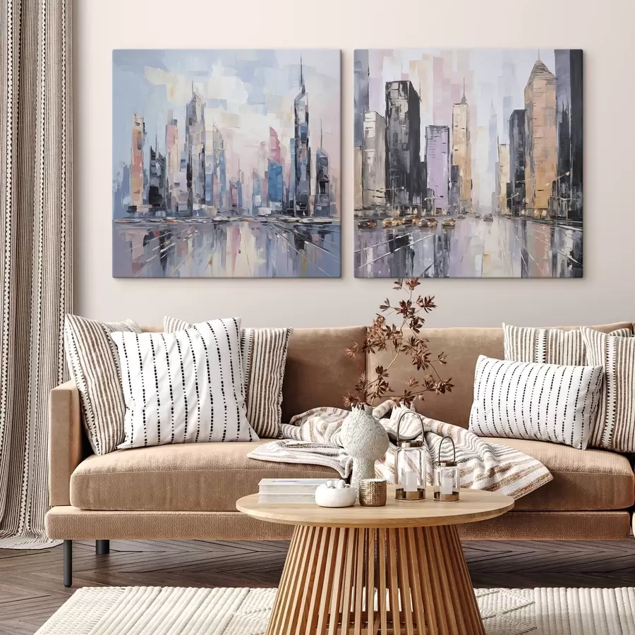 wall murals Abstract city imitation of painting m01032