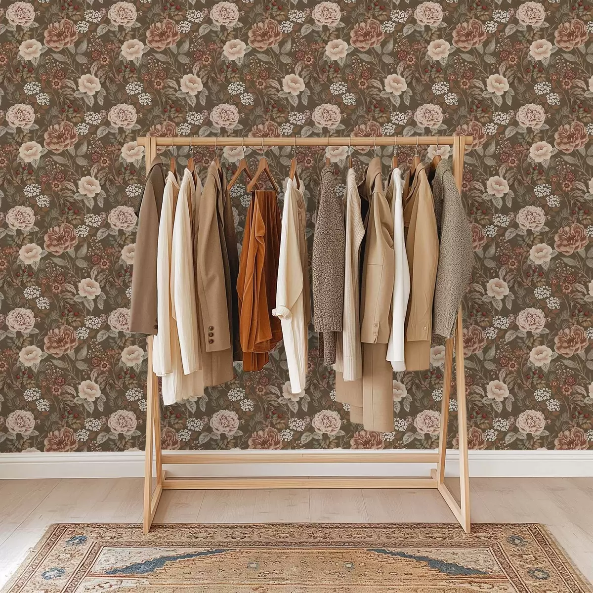 Wallpaper Warm roses and berries on a brown background a00868