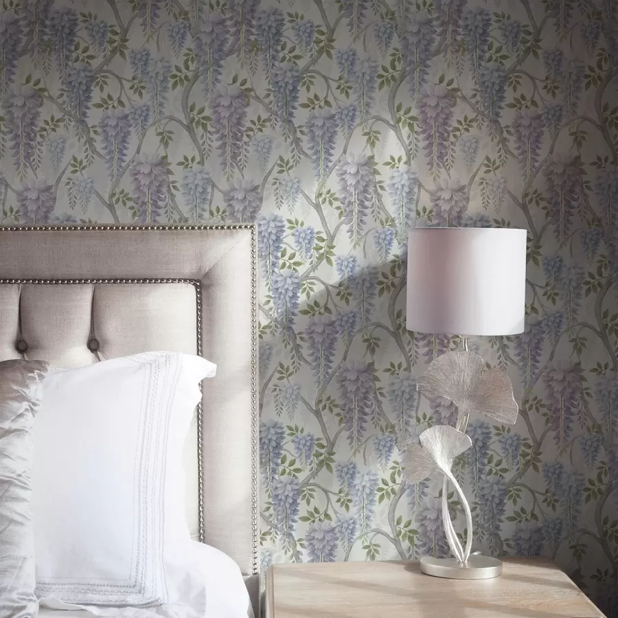 wall murals Soft wisteria in lilac and light blue shades a00886