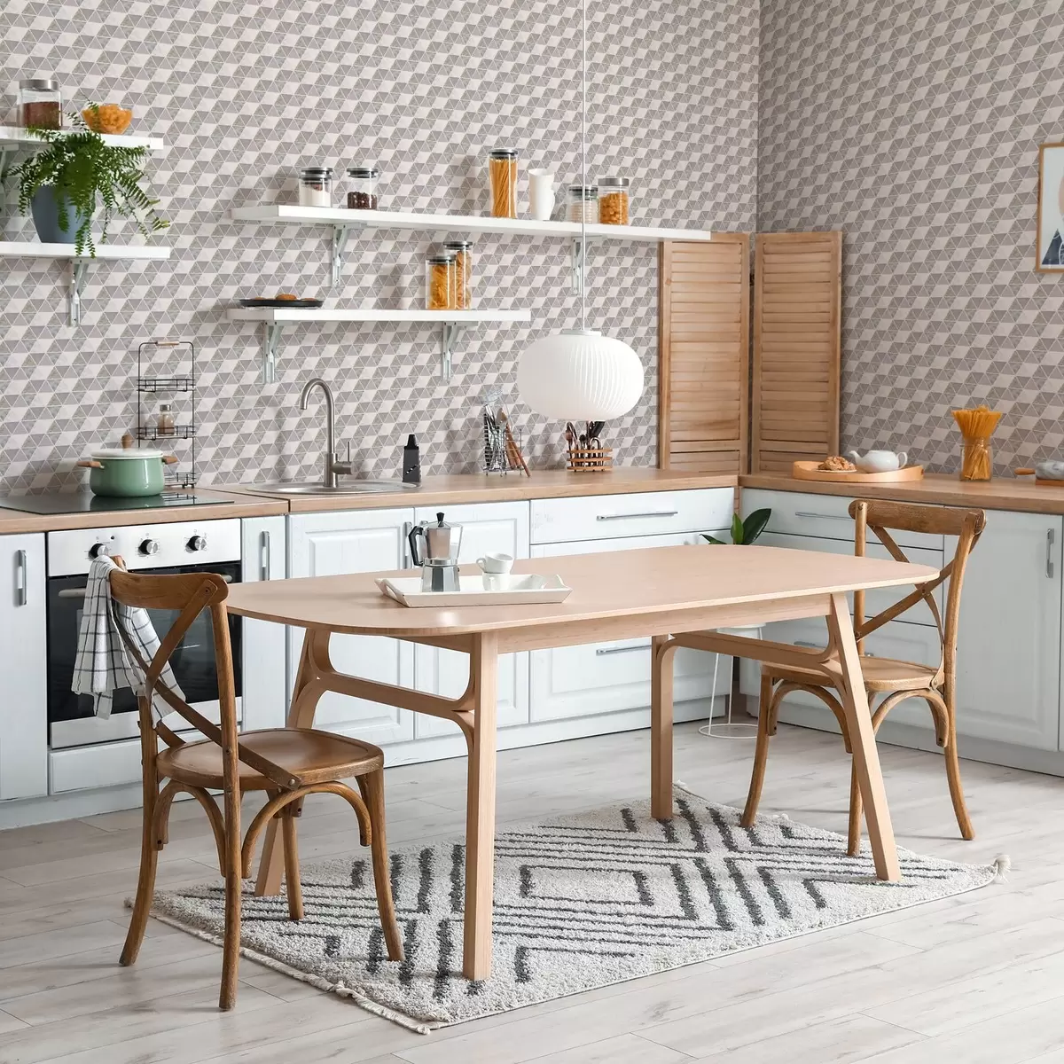 Wallpaper Triangles with textured inserts, a lilac-grey mix a00917