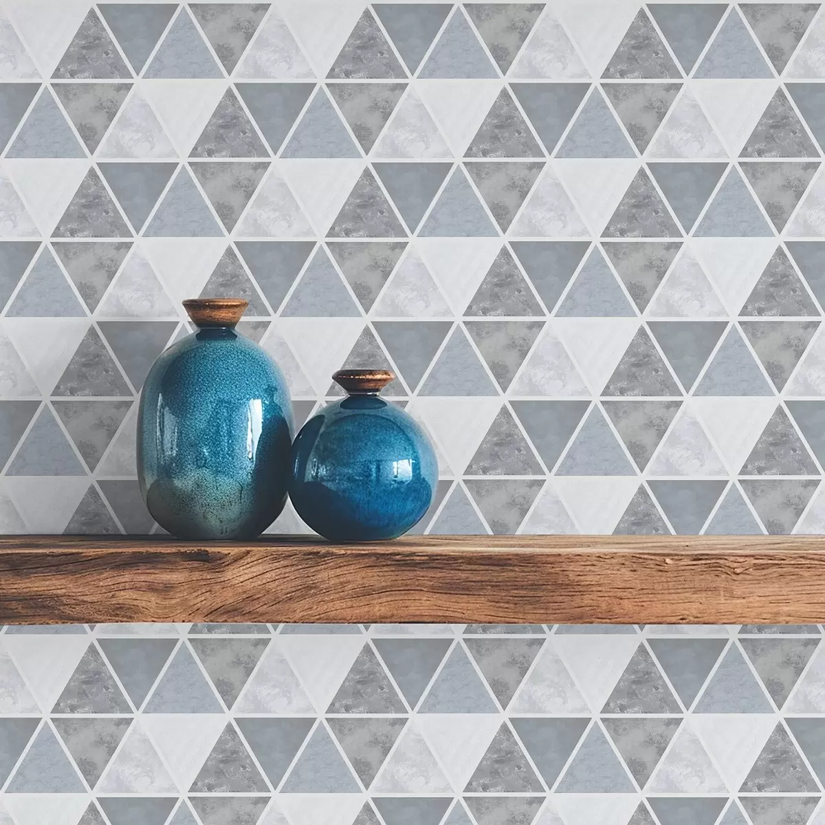 Papier peint Géométrie triangulaire dans des tons bleu-gris froids a00917v1