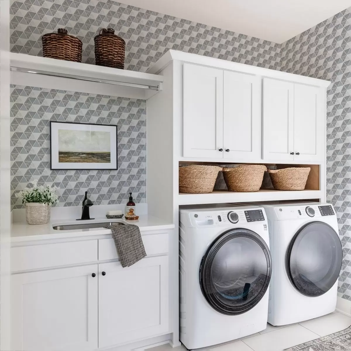 Papier peint Géométrie triangulaire dans des tons bleu-gris froids a00917v1