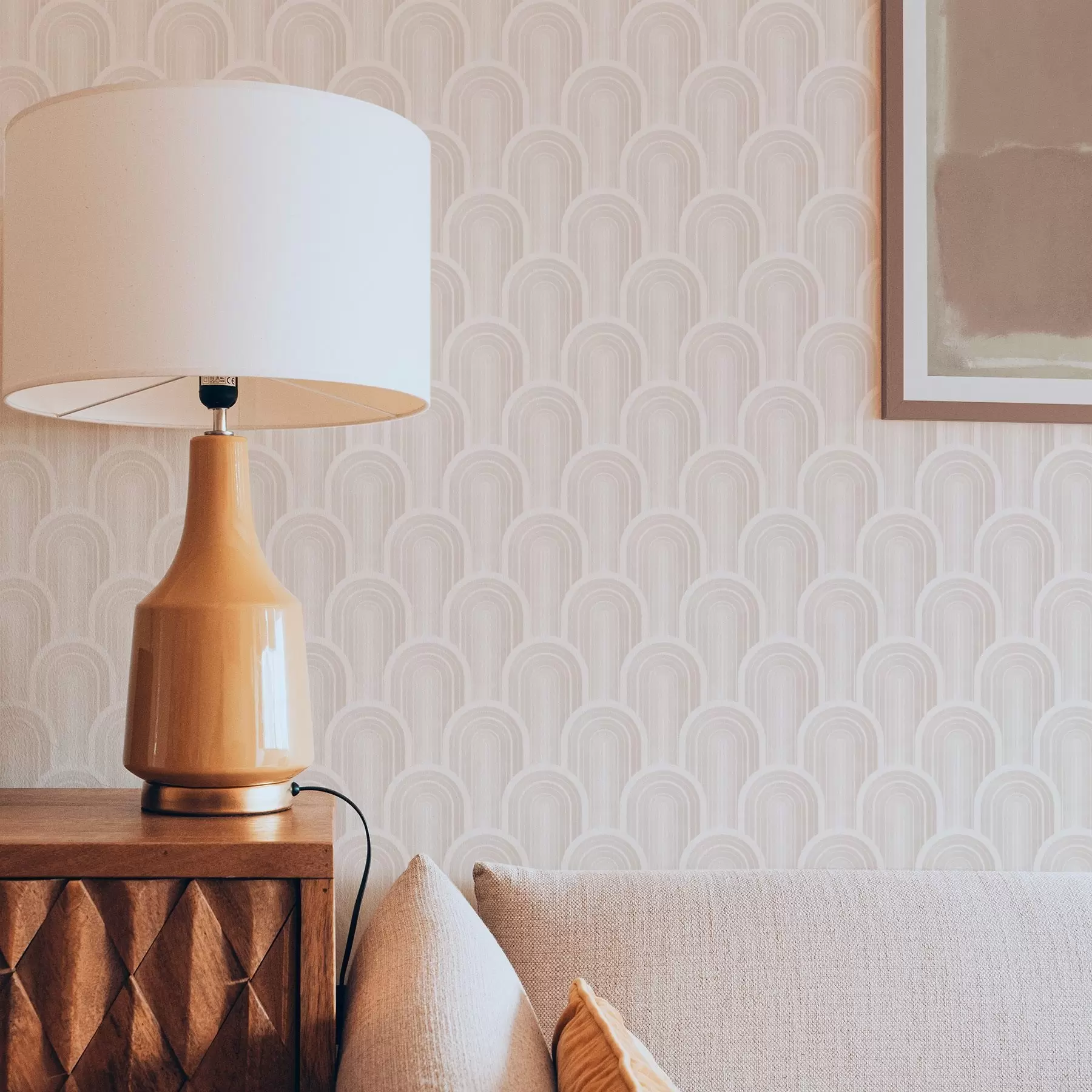 peintures murales Petits modules en arc dans des tons crème-beige chauds a00924