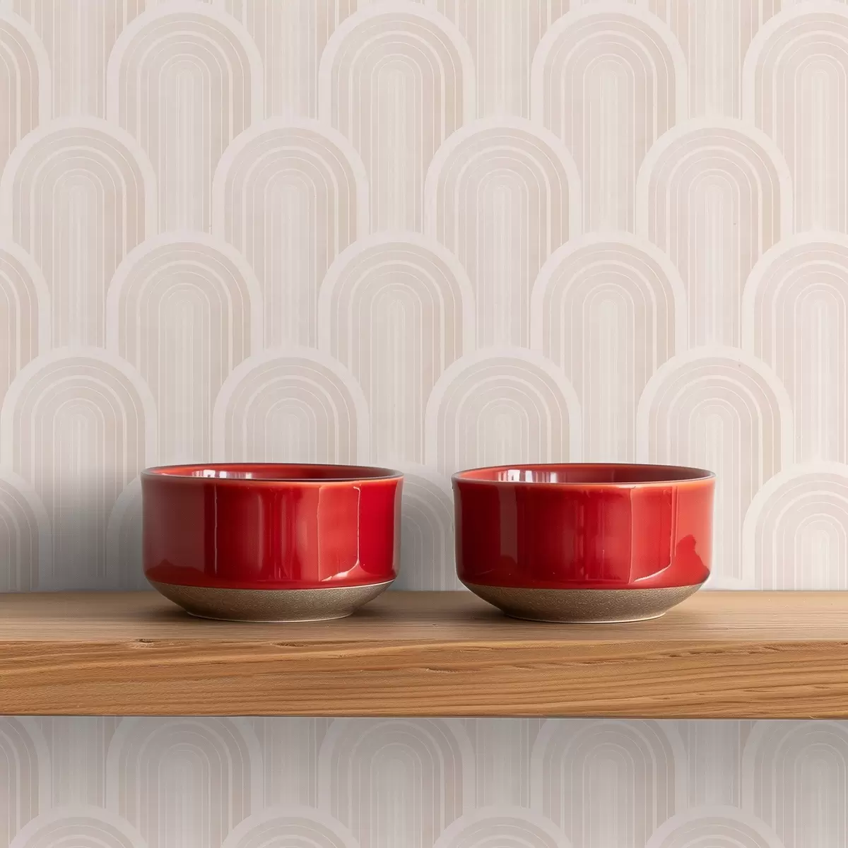 Papier peint Petits modules en arc dans des tons crème-beige chauds a00924