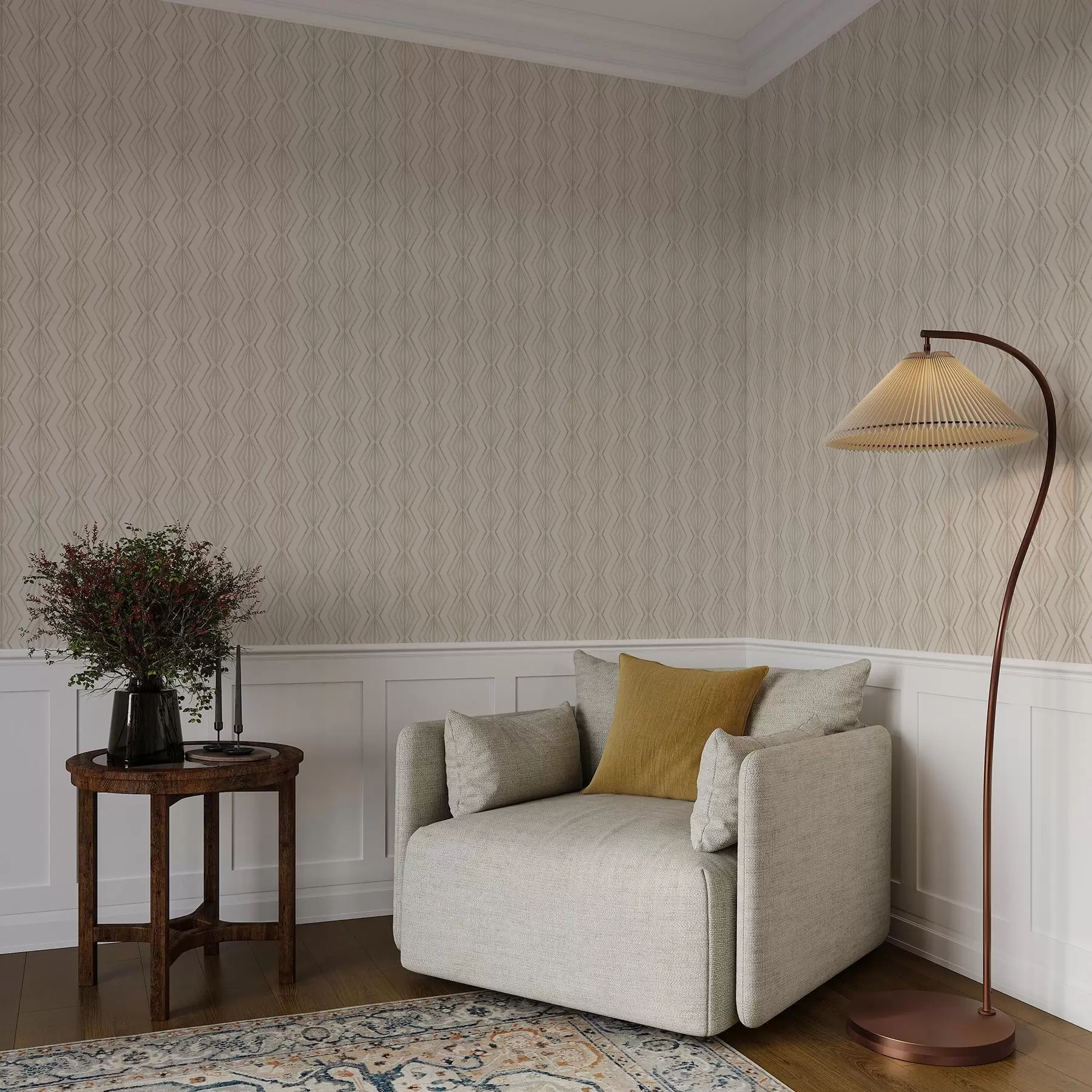 Wall Mural Photo Wallpaper Light diamond ornament in calm beige tones a00925v2