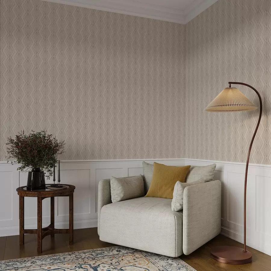 murales Adorno ligero de diamantes en tranquilos tonos beige. a00925v2