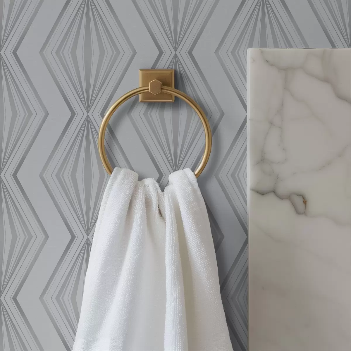 Papier peint Motifs en losanges rayés dans une palette de couleurs gris-bleu froid a00925v3