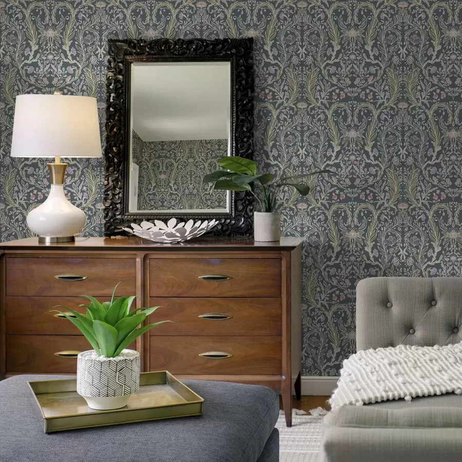 murales El mismo adorno sobre un fondo gris azulado frío. a00928v1