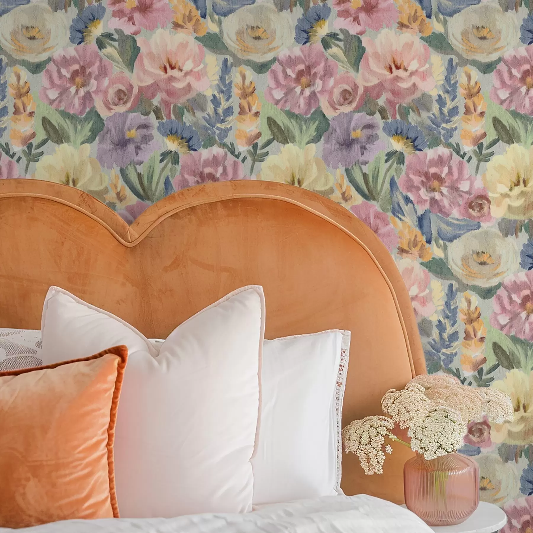 Wall Mural Photo Wallpaper Pastel blurred brush flowers, soft colour palette a00954