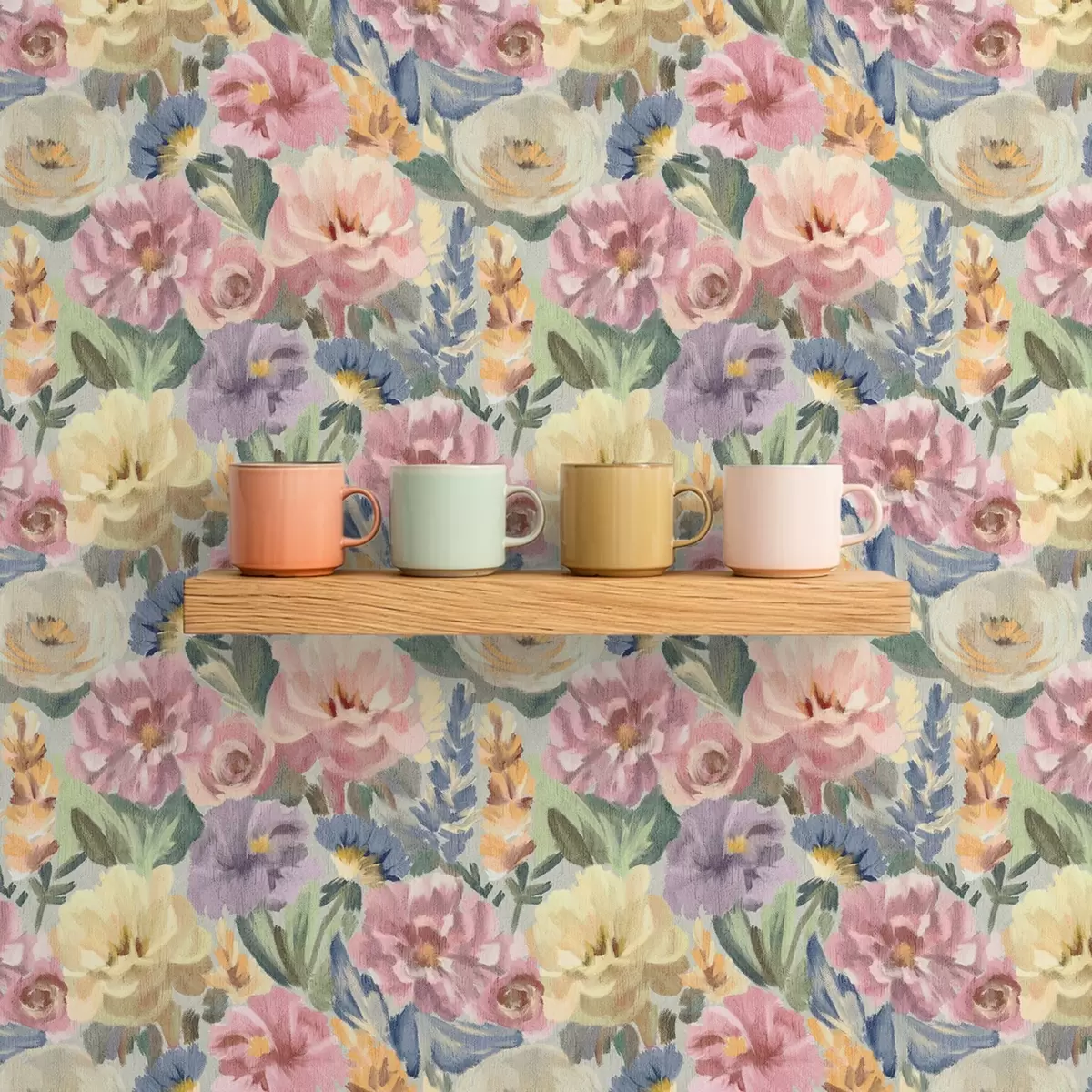 Wallpaper Pastel blurred brush flowers, soft colour palette a00954
