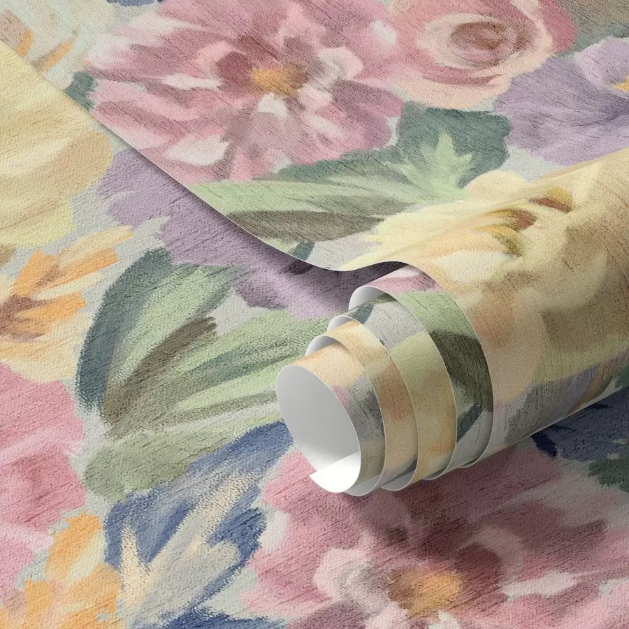 murales Flores difuminadas con pincel en tonos pastel, paleta de colores suaves a00954