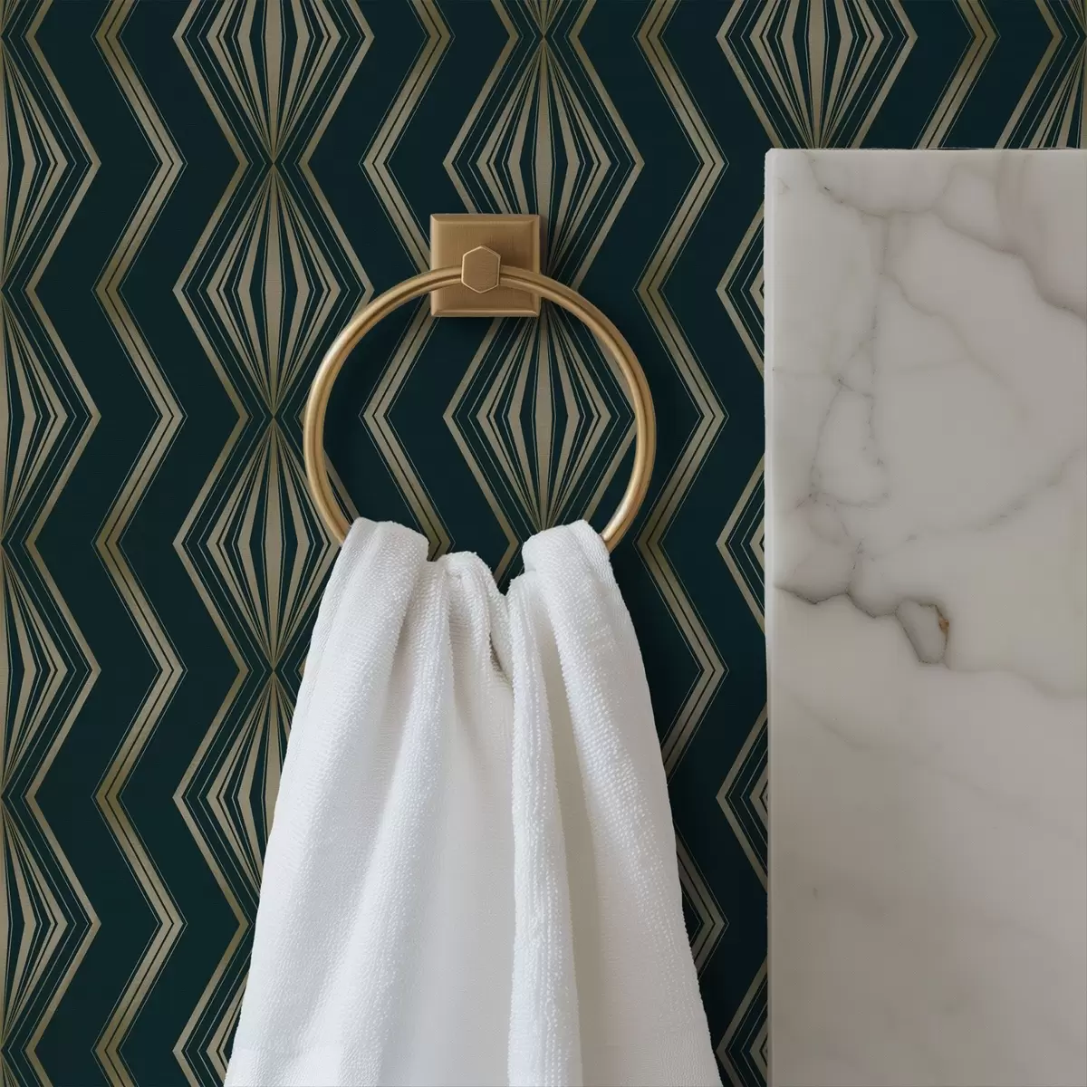 Papier peint Motif géométrique en losanges bleu sarcelle foncé a00973v1