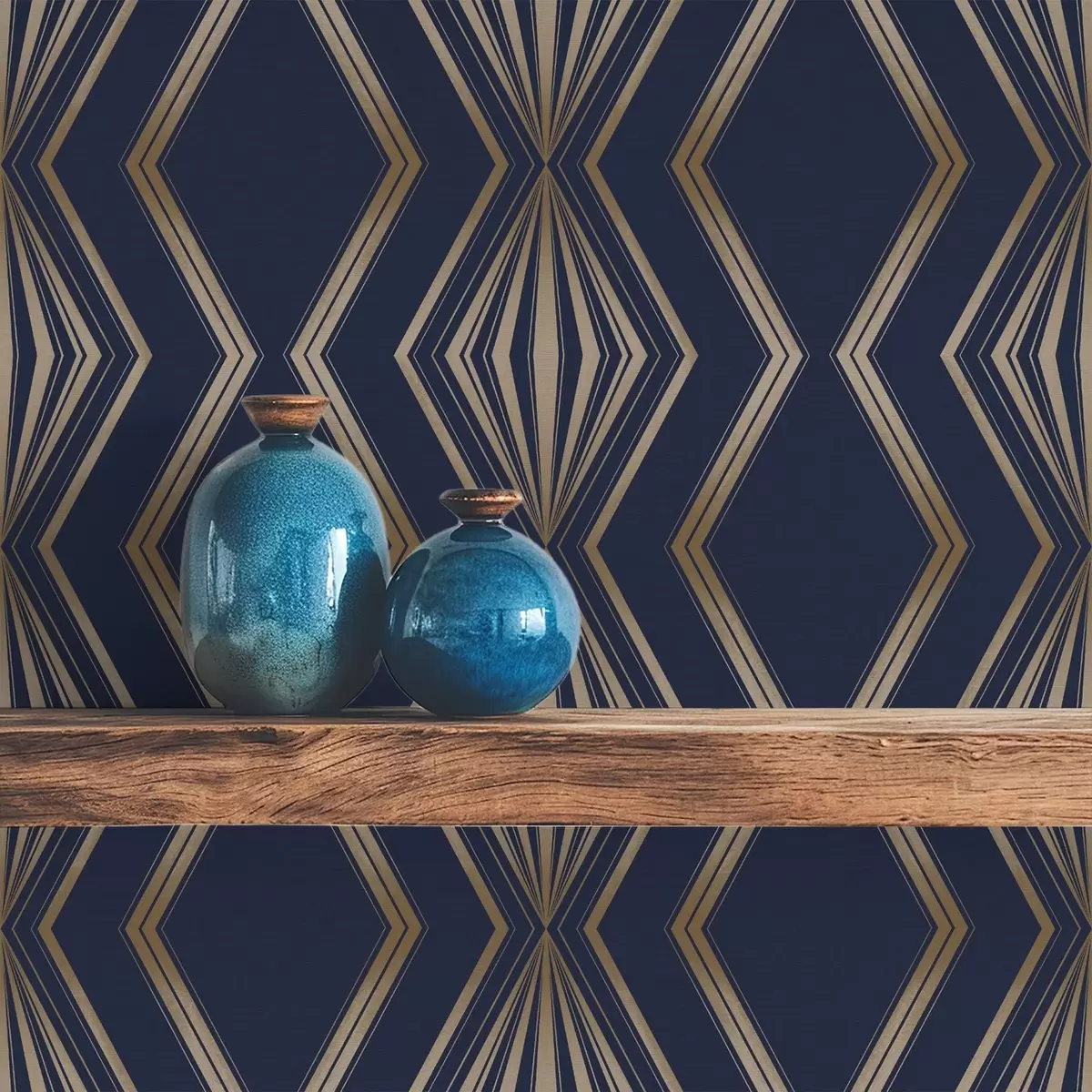 Papier peint Fond bleu foncé avec des losanges géométriques et des zigzags a00974v2