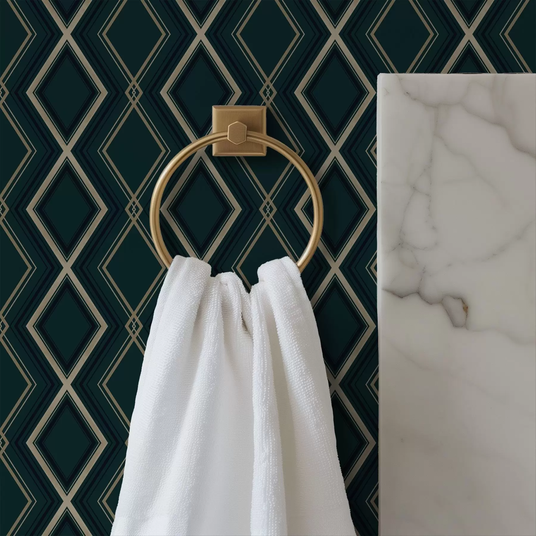 wall murals Dark teal background with a repeating diamond grid a00975v1