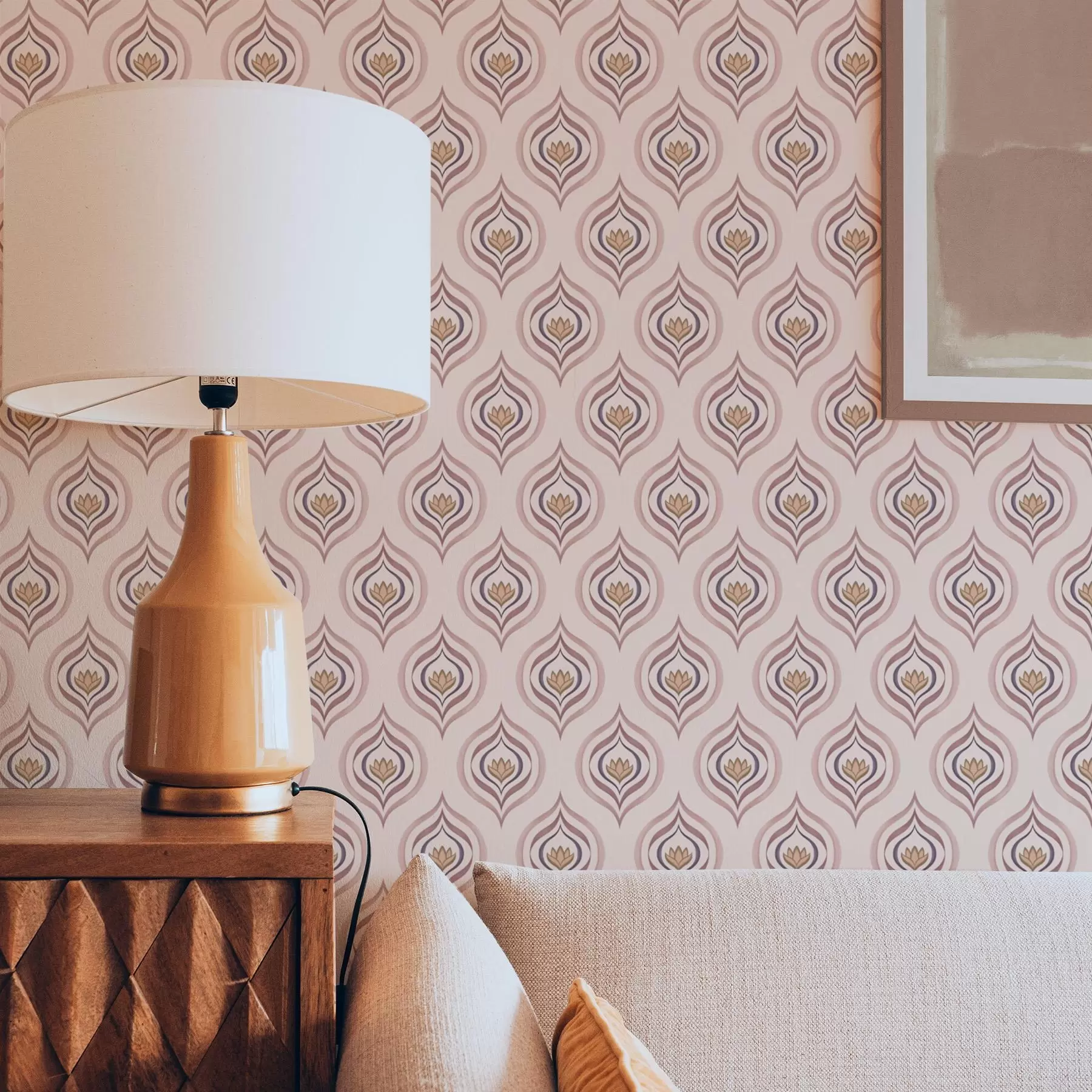 Wall Mural Photo Wallpaper Rhythmic drop motif with a flower on a powdery background a00977