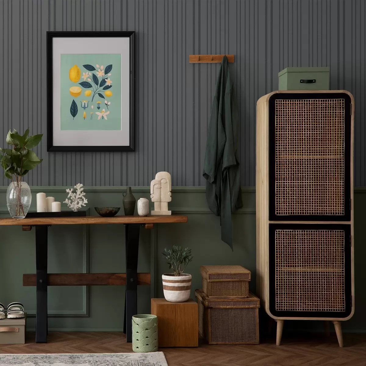 Wallpaper Dark grey background with vertical textured stripes a00979v1