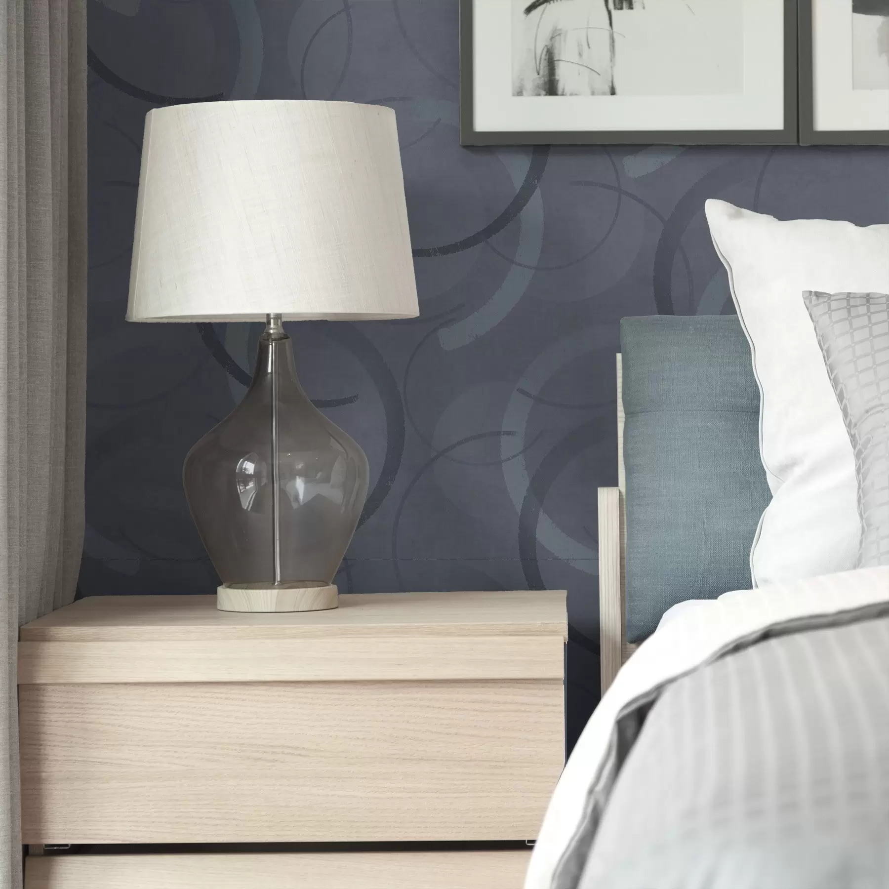 Wall Mural Photo Wallpaper Half circles and soft circles in a cool grey-blue palette a00980