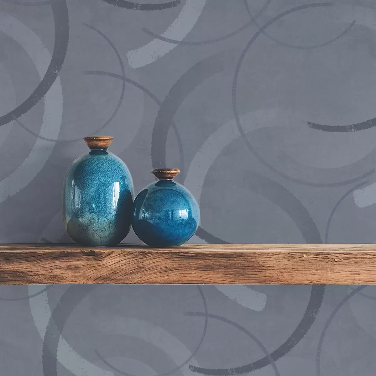 Wallpaper Half circles and soft circles in a cool grey-blue palette a00980