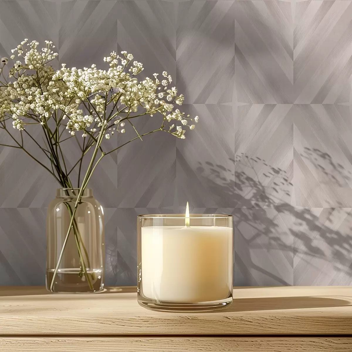 Papier peint Motif doux de traits diagonaux dans les tons beiges a00983